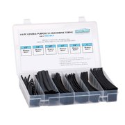 Shrinkflex ShrinkFlex® Heat Shrink Tubing Kit - 3:1 Shrink Ratio - 6 Sizes - 6" Lengths - 110 Pcs Total - Black HSK3-1-KIT-BK